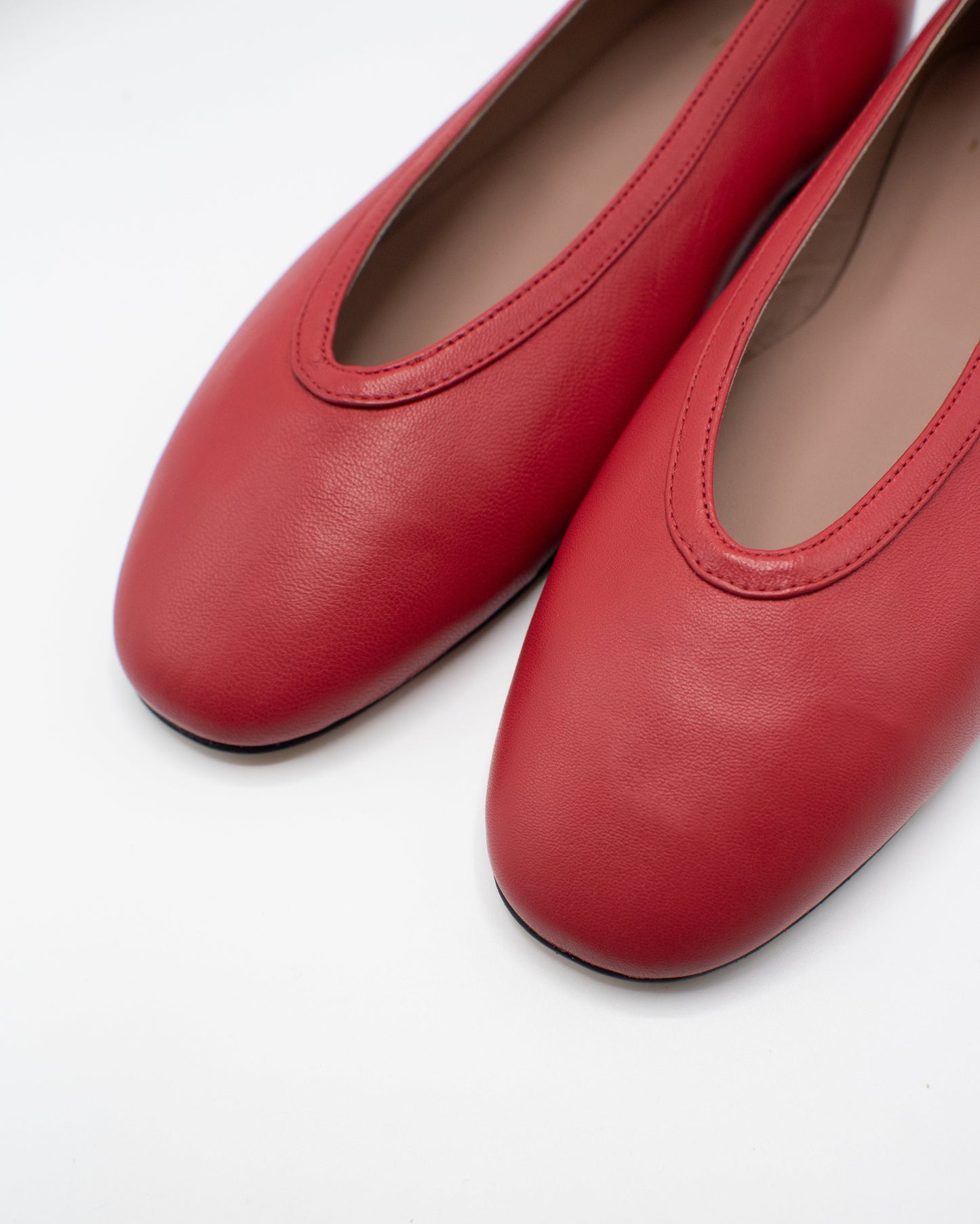 Dafne Leather Flats - Campari