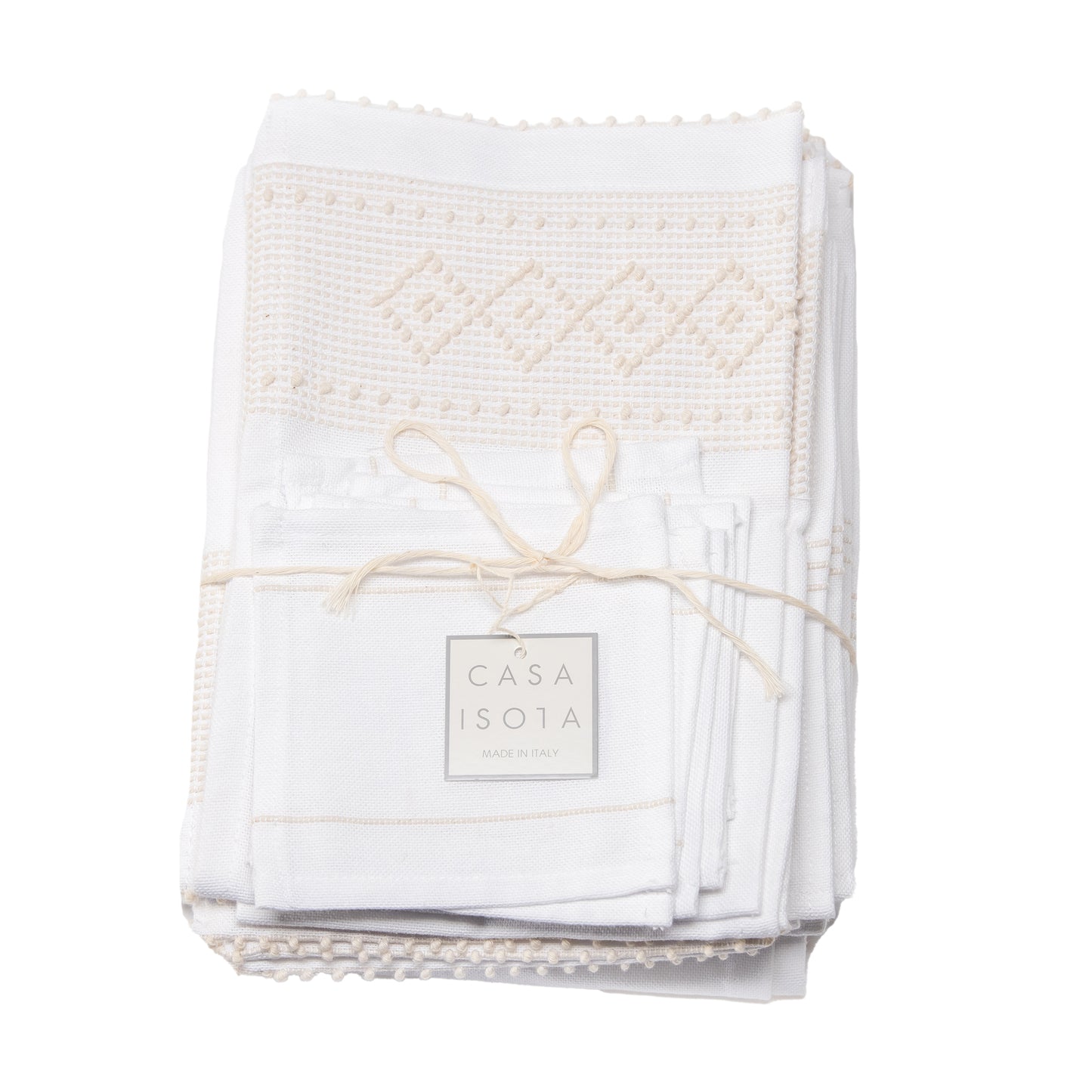 beige artisan woven cotton sustainably crafted kitchen napkin hostess set