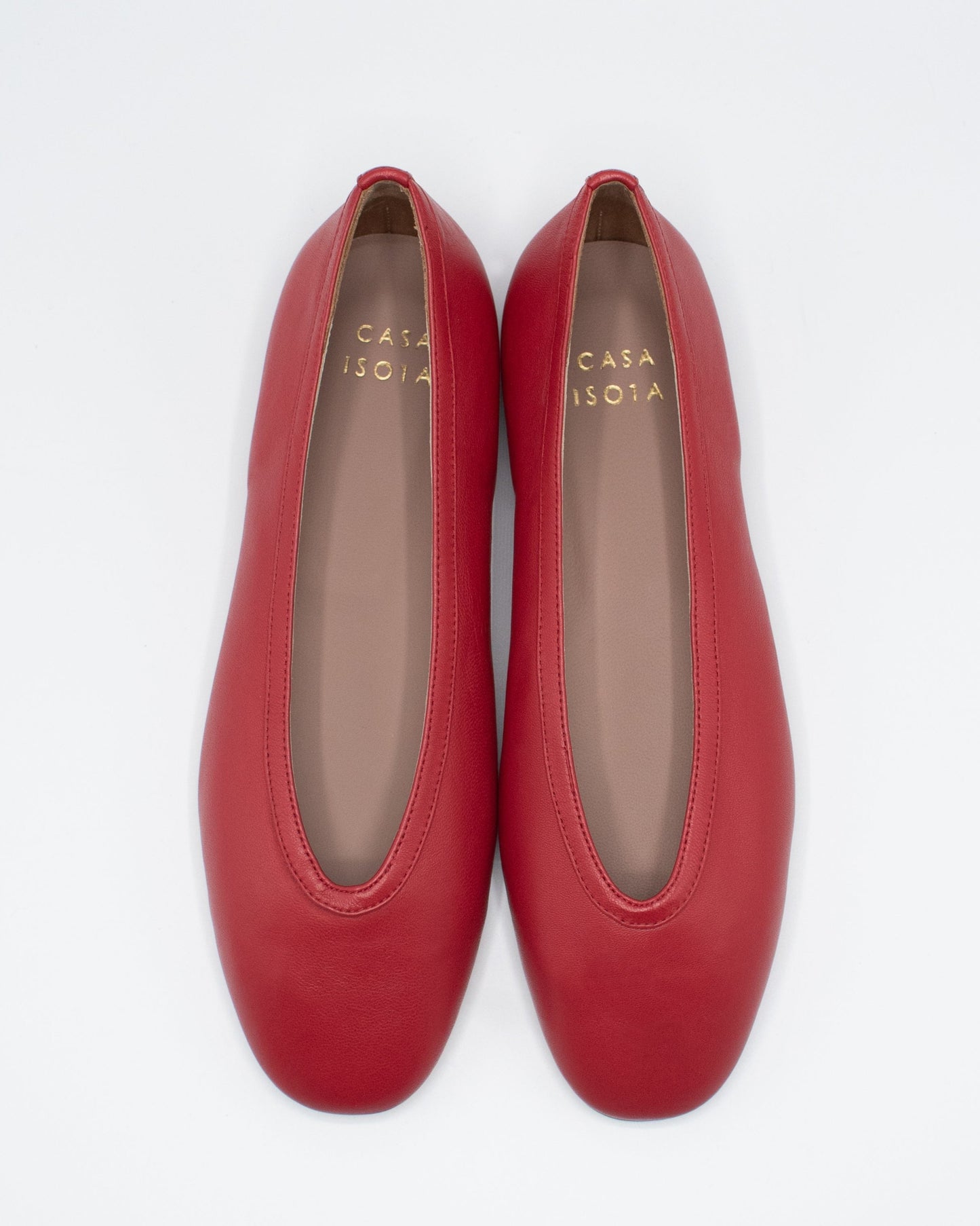 Dafne Leather Flats - Campari