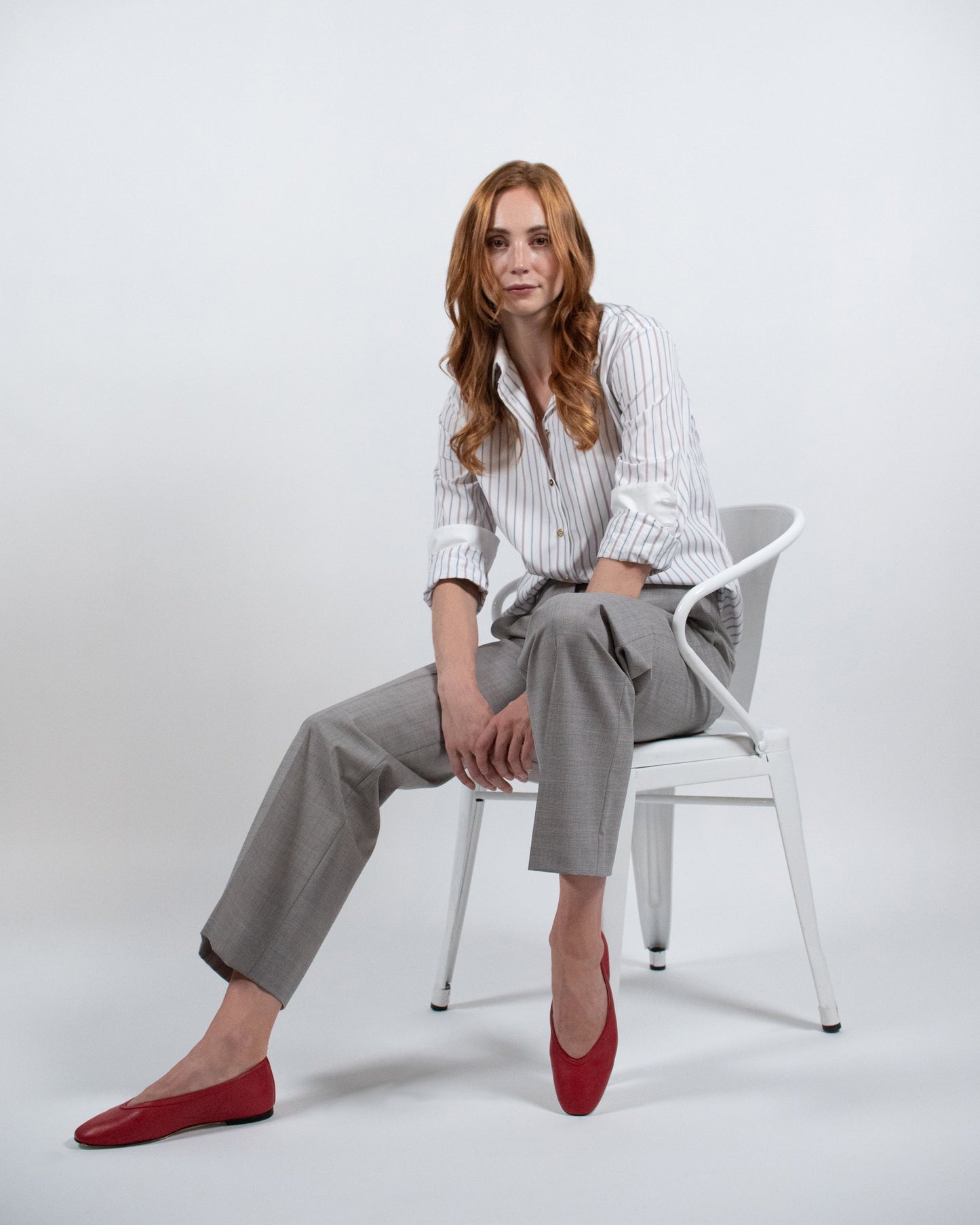 Dafne Leather Flats - Campari