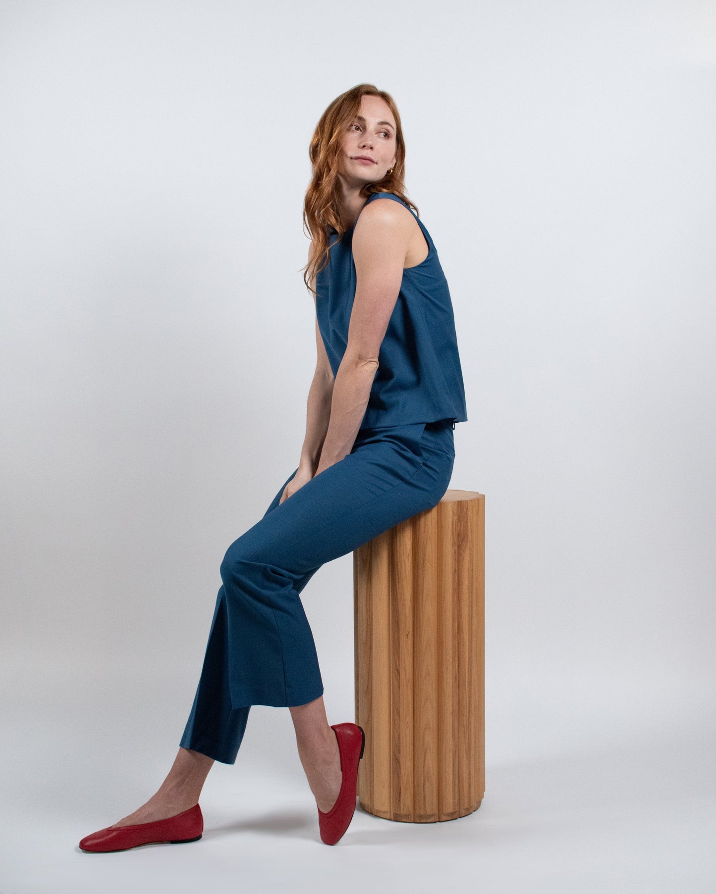 Dafne Leather Flats - Campari