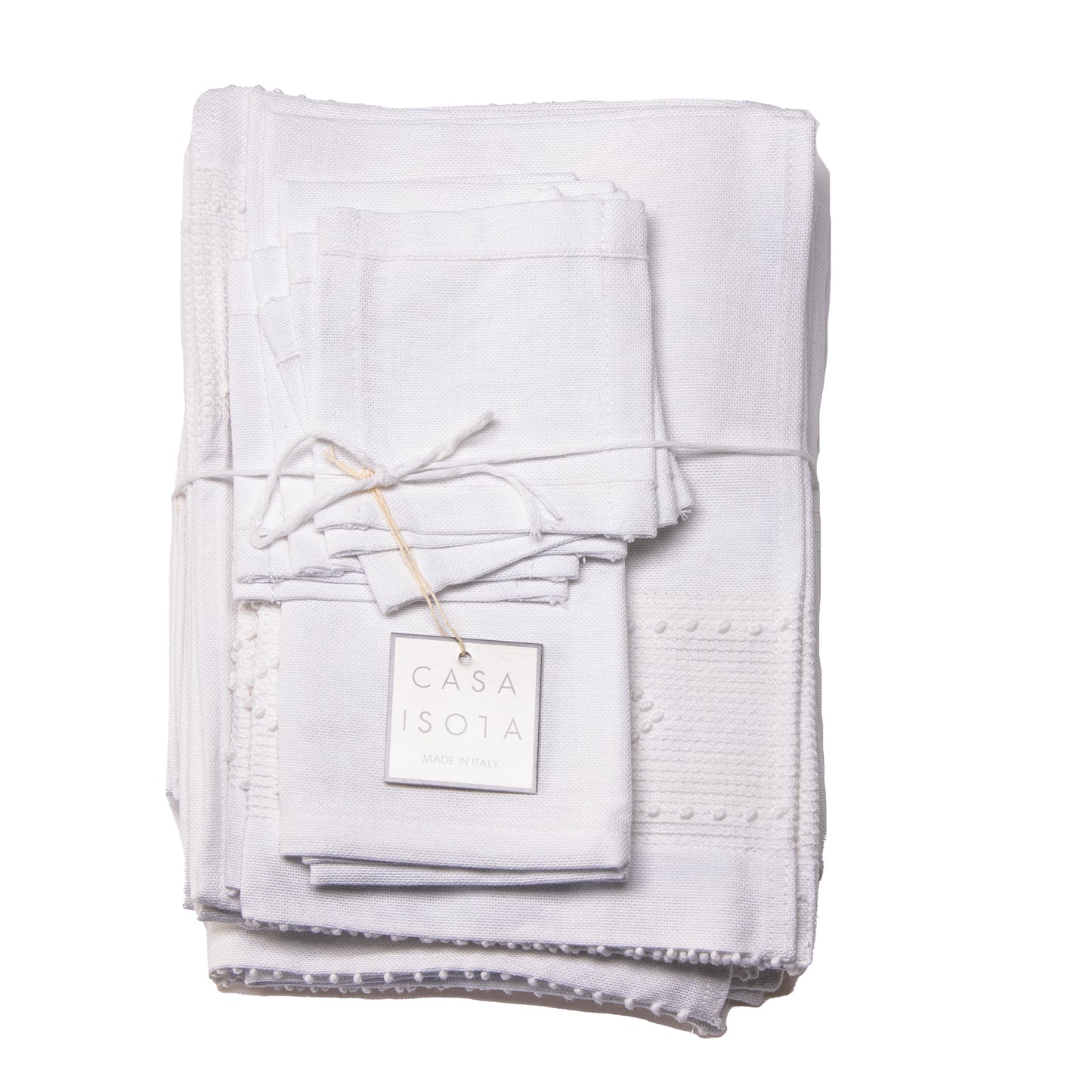 ivory white artisan woven cotton sustainably crafted kitchen napkin hostess set