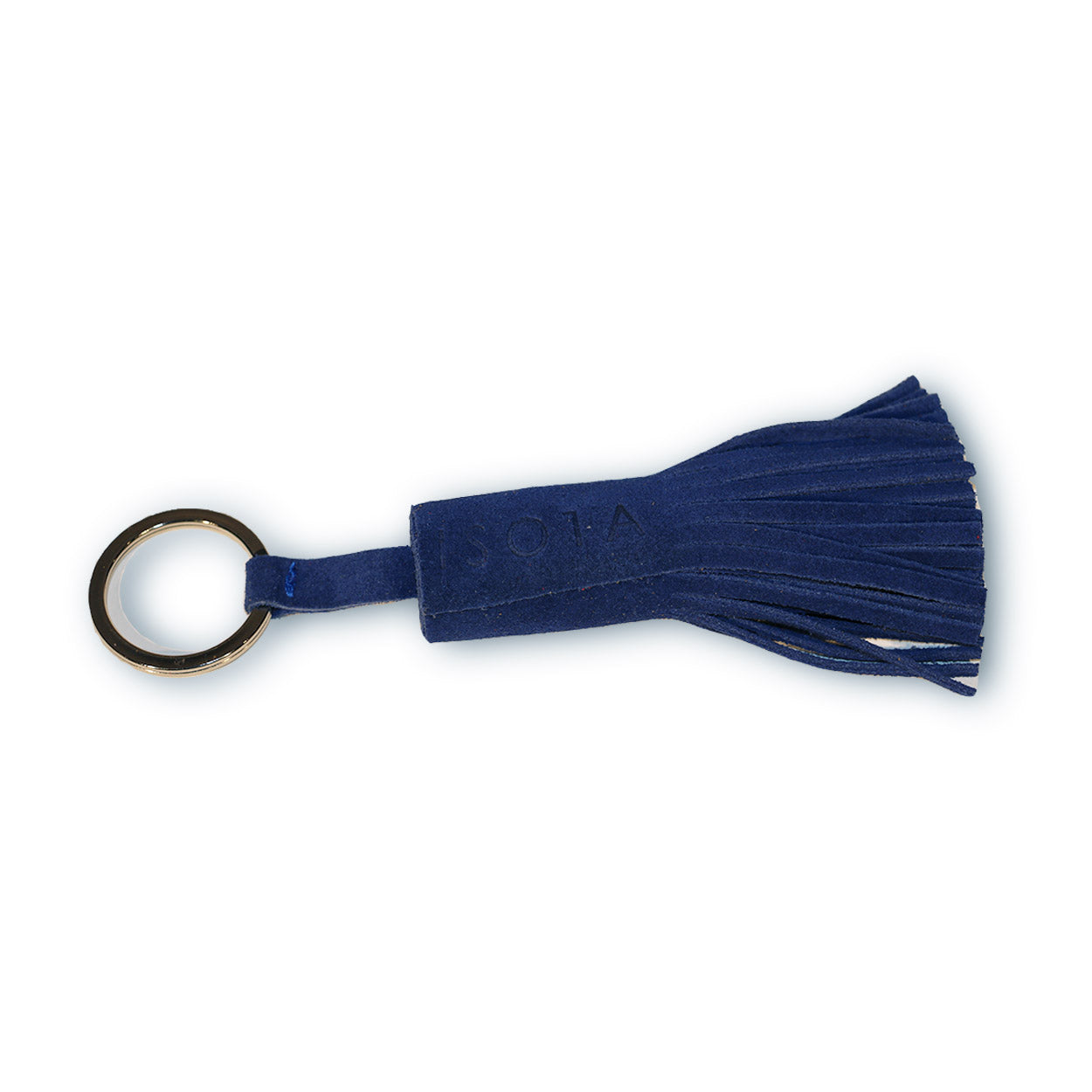 indigo blue suede keychain