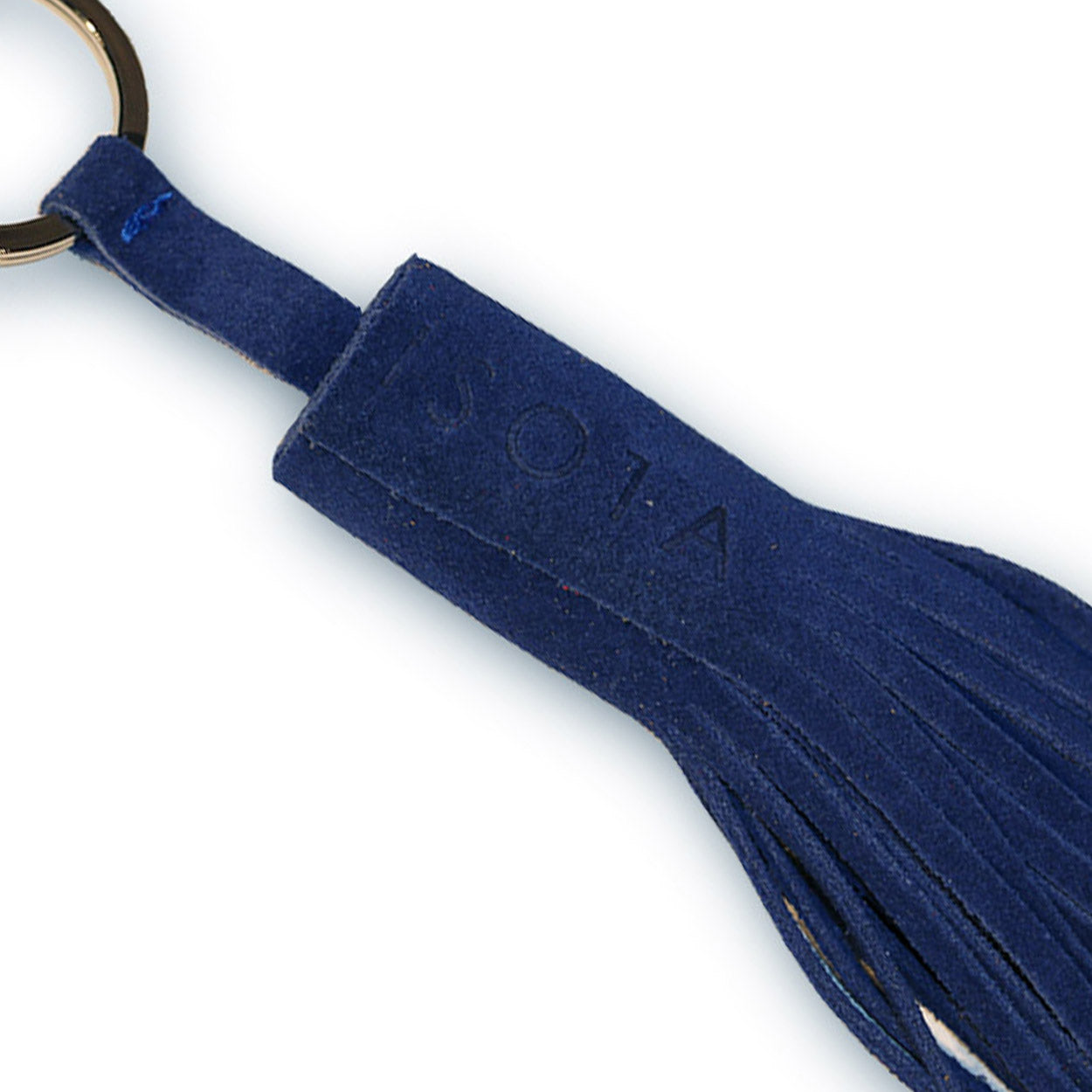 indigo blue suede keychain