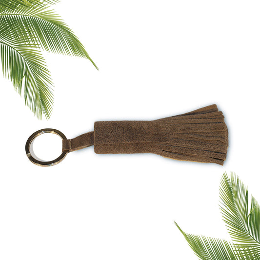 brown suede tassel keychain