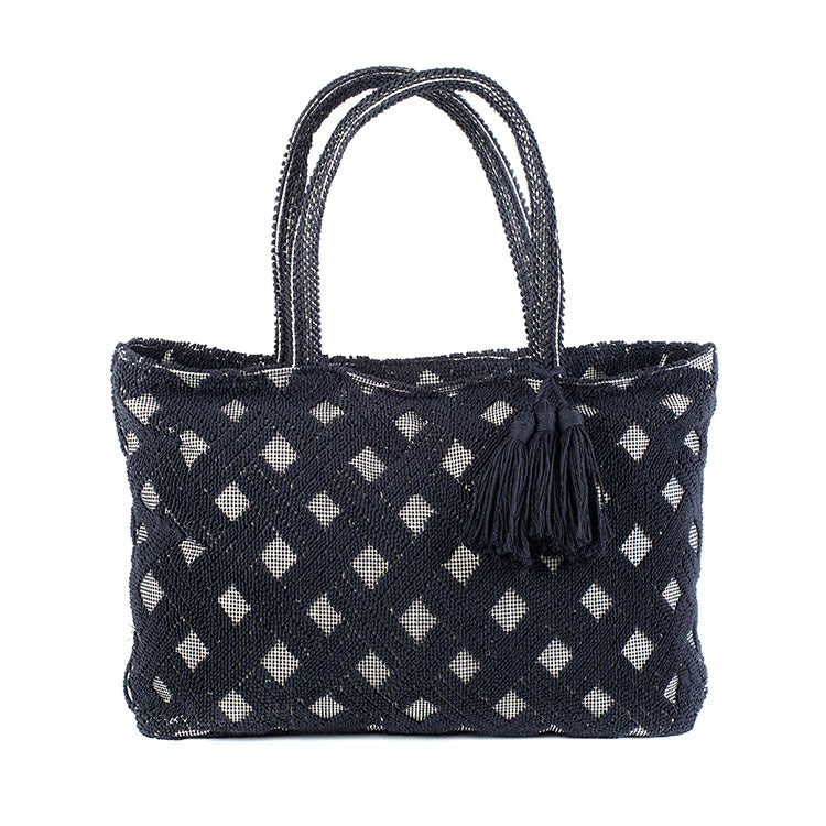 black large cotton woven tote