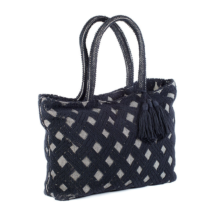 black large cotton woven tote