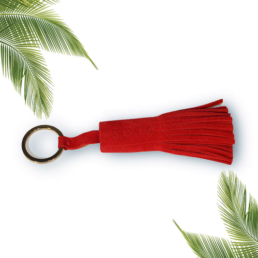 red suede tassle keychain