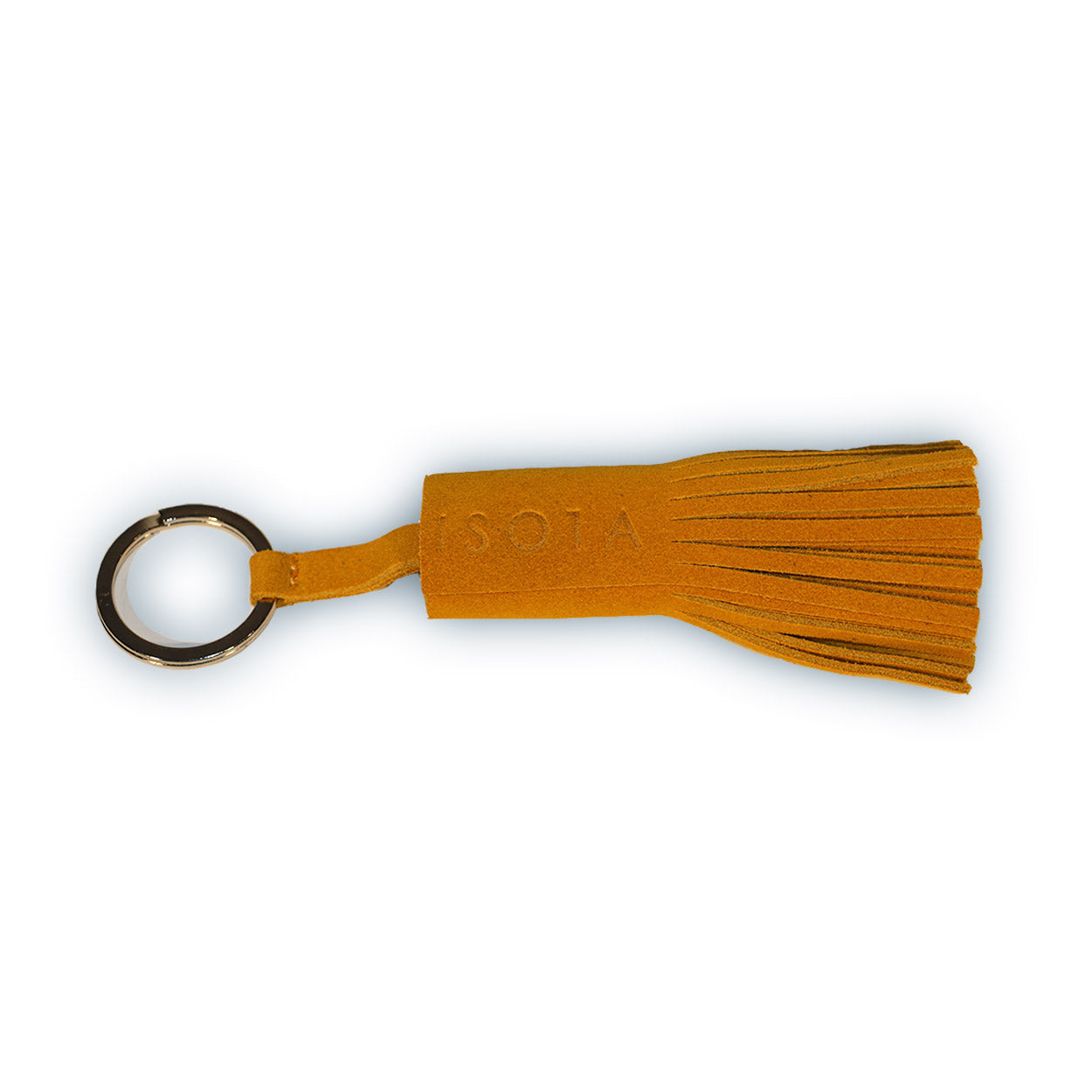mustard yellow suede tassel keychain